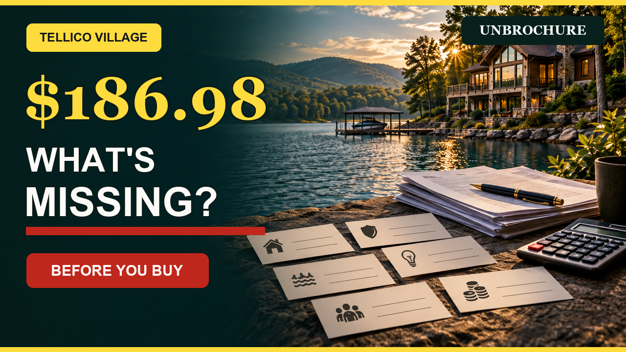 Unbrochure video: Tellico Village, $186.98 is not the parcel total